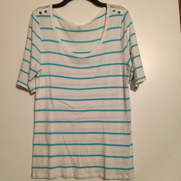 GAP Tops - Gap stretch top white with aqua stripes size XL GAP Tops - Gap stretch top white with aqua stripes size XL